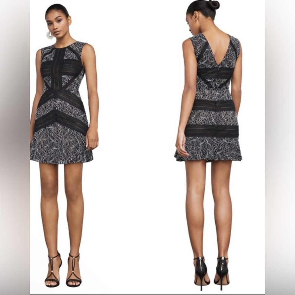 BCBG MAXAZRIA Tasha navy blue and black floral lace dress size 6